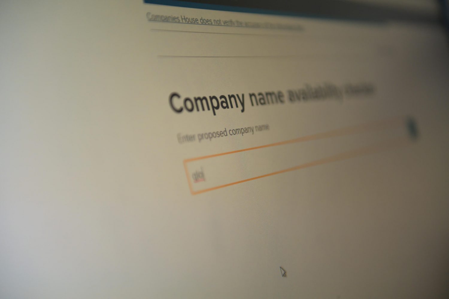 Company registration screen